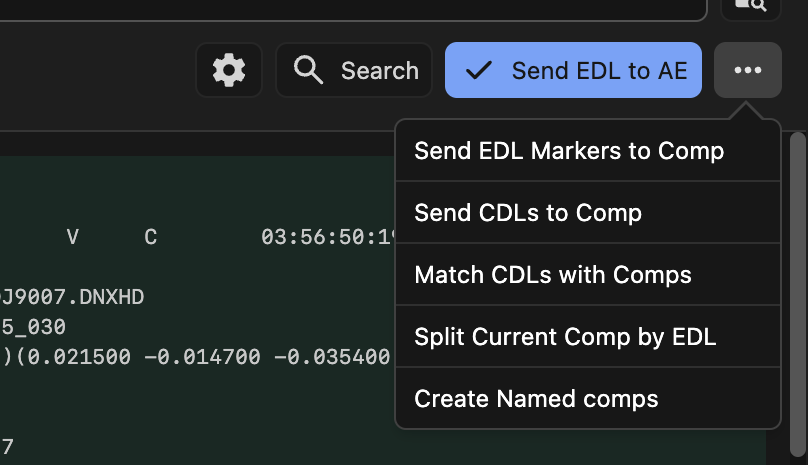 Additional Actions Menu